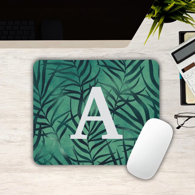 Green Tropical Leaves Monogrammed Mousepad (Green Tropical Leaves Monogrammed Mousepad
)