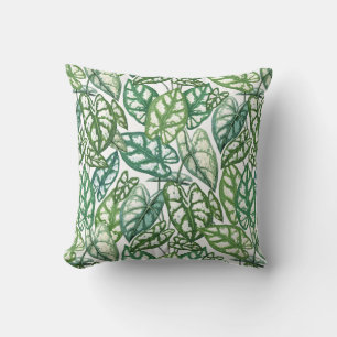 Green Tropical Leaves Pattern Cushion