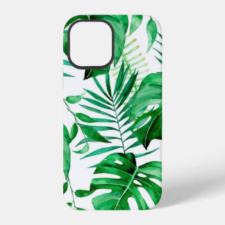 Green tropical leaves pattern iPhone 12 case
