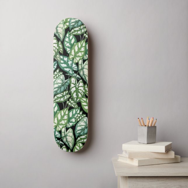 Green Tropical Leaves Pattern Skateboard (Wall Art)
