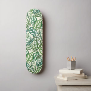 Green Tropical Leaves Pattern Skateboard