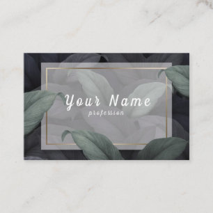 Green tropical leaves patterned business card