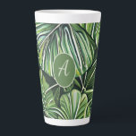 Green Tropical Leaves Personalized Monogram Large Latte Mug<br><div class="desc">Personalize this large latte mug with any initial. Click “Personalize” to change the letter and create your own custom monogram. This elegant large latte mug features a fresh green tropical leaf pattern and a clean, modern monogram, bringing a refined personalized touch to your daily coffee or tea ritual. Its generous...</div>