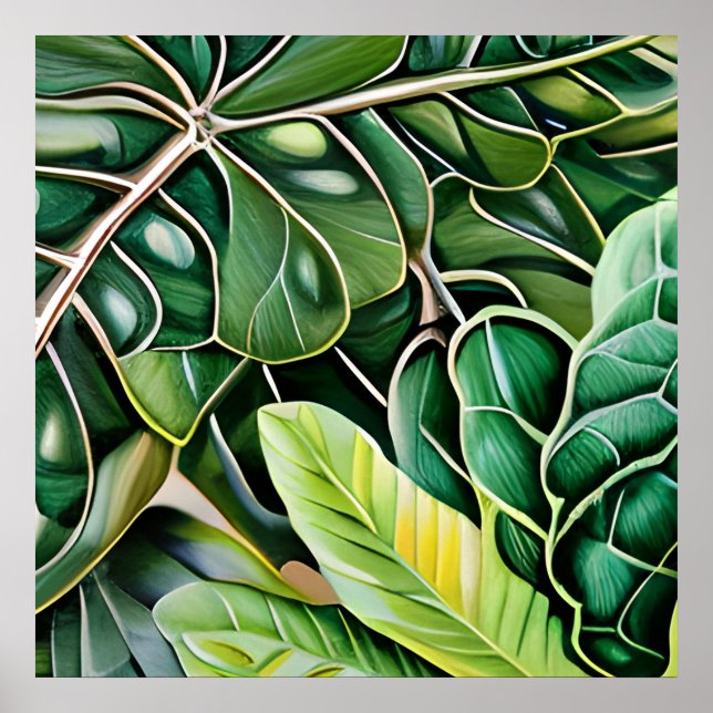 Green Tropical Leaves  Poster (Front)