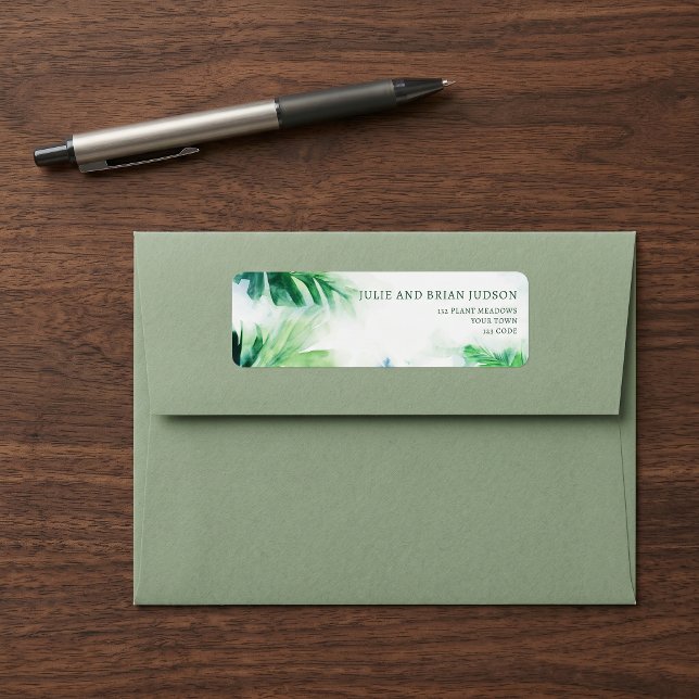 Green Tropical Leaves Return Address Label (Green Tropical Leaves Return Address Label)