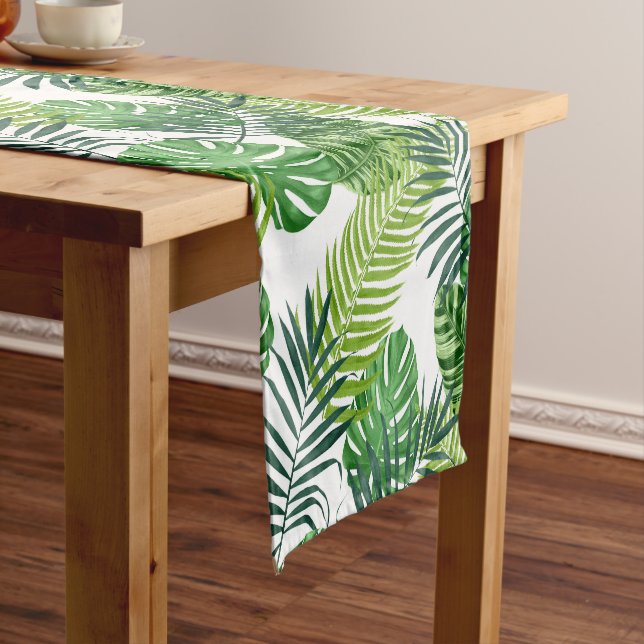Green Tropical Leaves   Short Table Runner (In Situ)