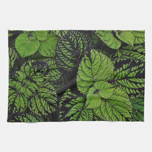 Green tropical leaves tea towel (Horizontal)
