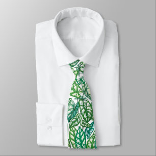 Green Tropical Leaves Tie