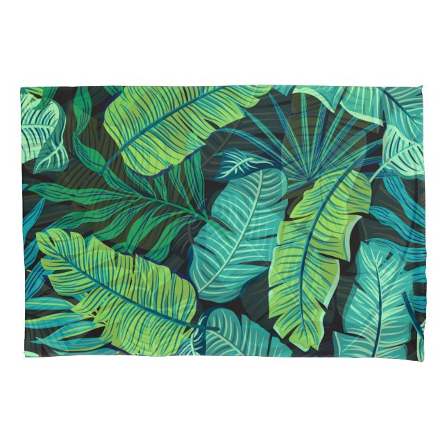 Green tropical leaves: vintage pattern. pillowcase (Front)