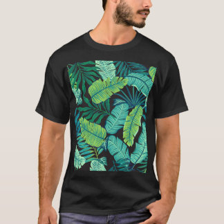 Green tropical leaves: vintage pattern. T-Shirt