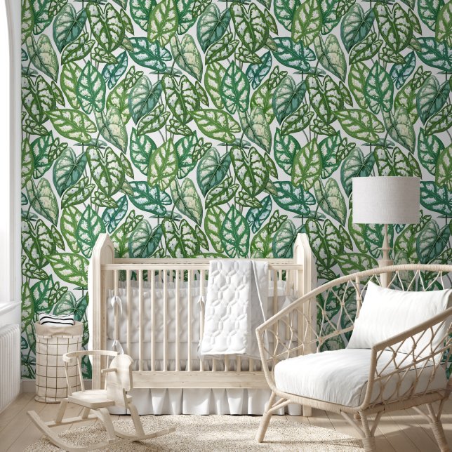 Green Tropical Leaves Wallpaper (Kids)