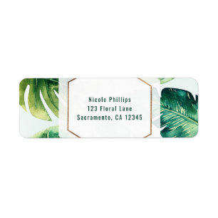 Green Tropical Leaves White Elegant Invitation