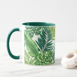 Green Tropical Palm Banana Monstera Leaves Mug