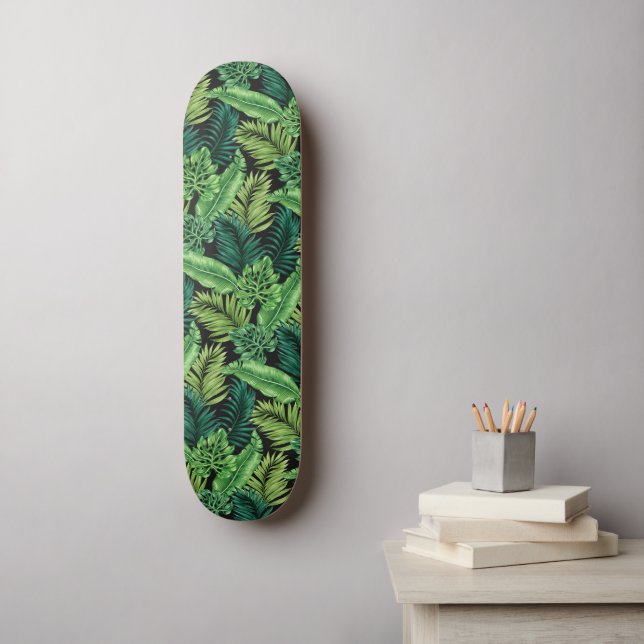 Green Tropical Palm Banana Monstera Leaves Skateboard (Wall Art)