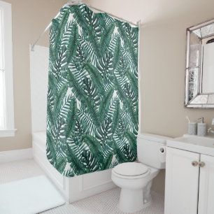 Green Tropical Palm Leaf Banana Leaf Shower Curtain