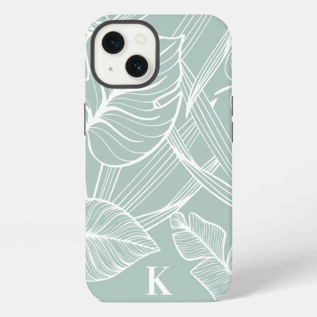 Green Tropical Palm Leaf Pattern iPhone Case (Back)