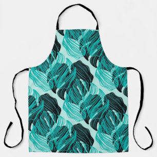 Green tropical palm leaves design. apron