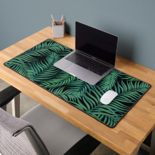 Green Tropical Palm Leaves Desk Mat