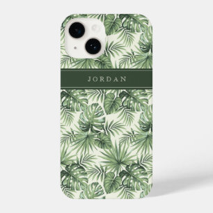 Green Tropical Palm Leaves Pattern iPhone 14 Case