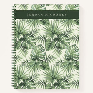 Green Tropical Palm Leaves Pattern Notebook