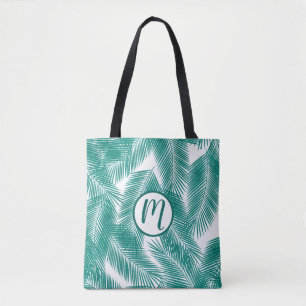 Green Tropical Palm Leaves Pattern Tote Bag