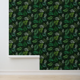 Green Tropical Palm Leaves Pattern Wallpaper