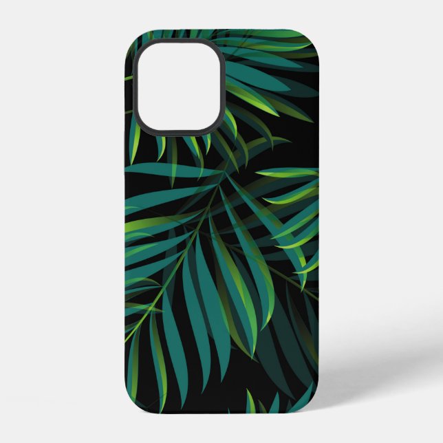 Green tropical palm leaves. Seamless pattern graph iPhone Case (Back)