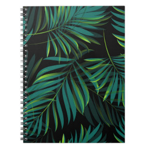 Green tropical palm leaves. Seamless pattern graph Notebook