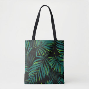 Green tropical palm leaves. Seamless pattern graph Tote Bag