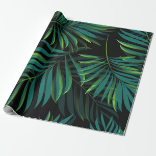 Green tropical palm leaves. Seamless pattern graph Wrapping Paper