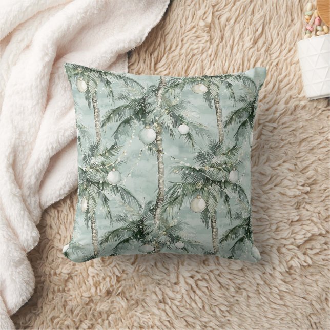 Green Tropical Palm Trees Christmas Cushion (Blanket)