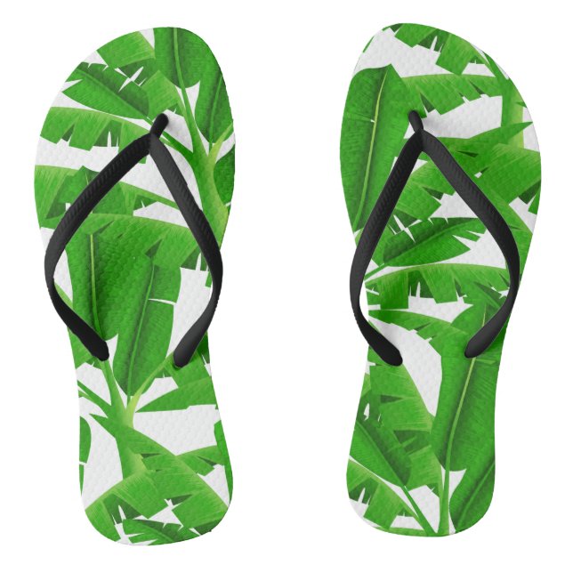 Green tropical palm trees jandals (Footbed)