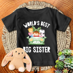 Green Truck Safari Animals World's Best Big Sister Baby T-Shirt