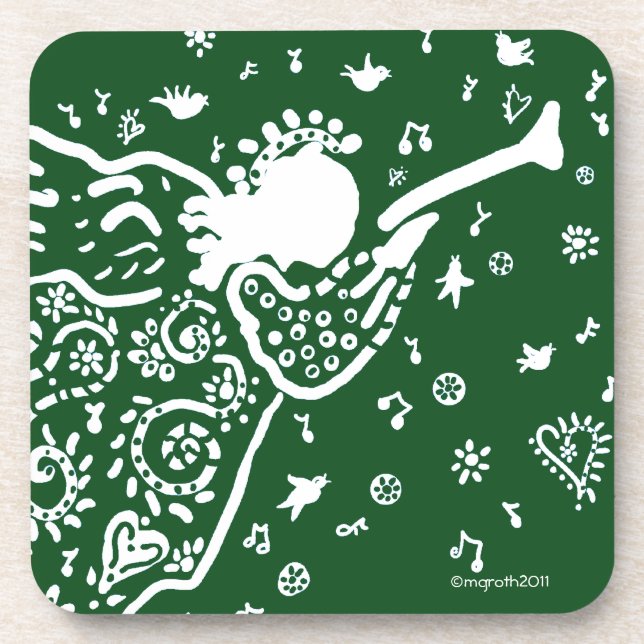 Green trumpet angel coaster (Front)