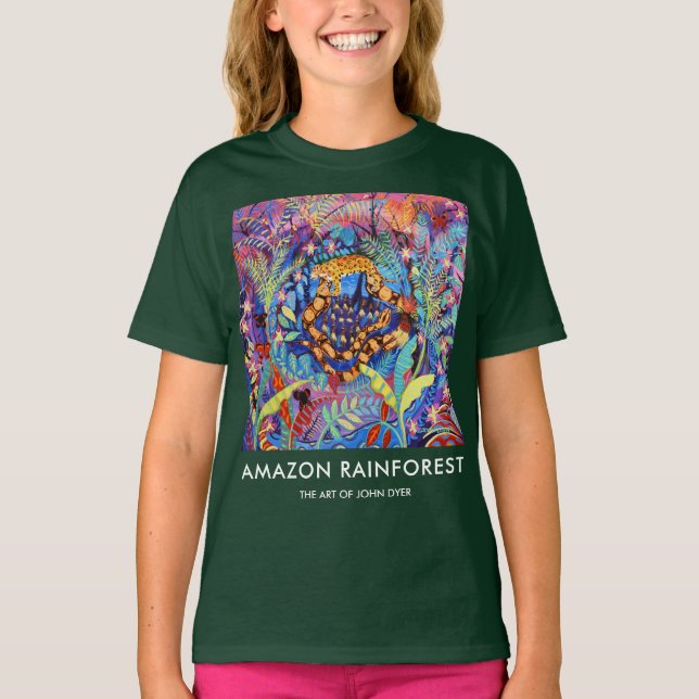 Green tshirt John Dyer Amazon Rainforest Painting (Front)