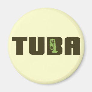 Green Tuba Button Magnet