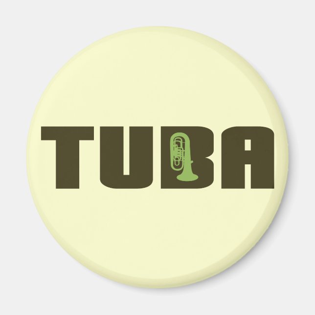 Green Tuba Button Magnet (Front)