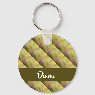 Green tufted patterned key ring
