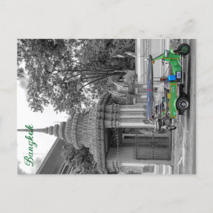 Green tuk tuk outside Wat Pho, Bangkok, Thailand Holiday Postcard