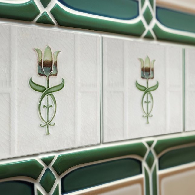 Green Tulip Wall Decor Nouveau Art Deco Gibbons Tile (Creator Uploaded)