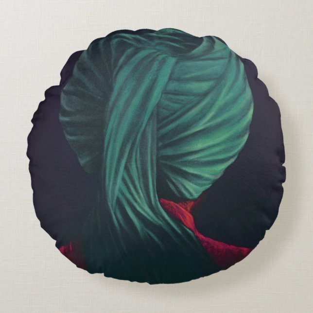 Green Turban Round Cushion (Front)
