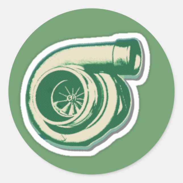 Green Turbo Classic Round Sticker (Front)