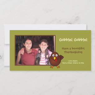 Green turkey gobble Thanksgiving photo greeting Holiday Card