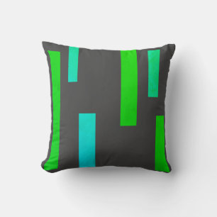 Green Turquoise Blue Blocks Abstract Throw Pillow