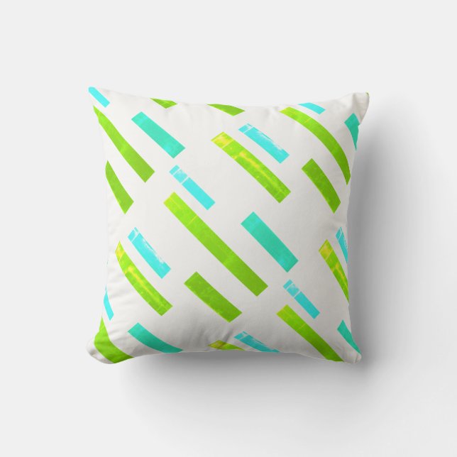 Green Turquoise Blue Blocks Abstract Throw Pillow (Front)