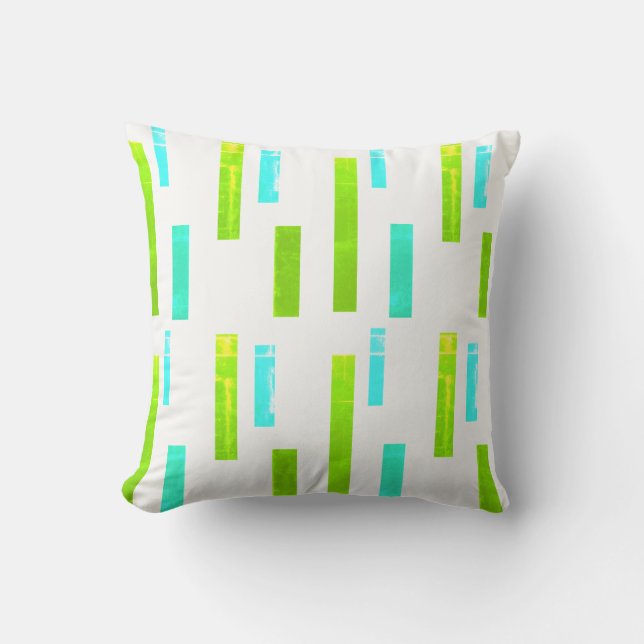 Green Turquoise Blue Blocks Abstract Throw Pillow (Front)