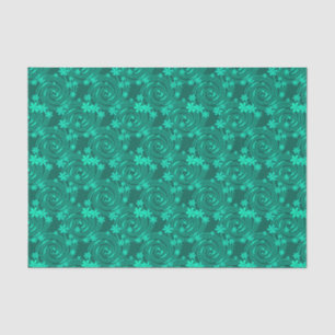 green turquoise bright floral pattern tissue paper