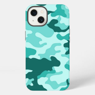 Green Turquoise Camo Pattern iPhone 13 Case