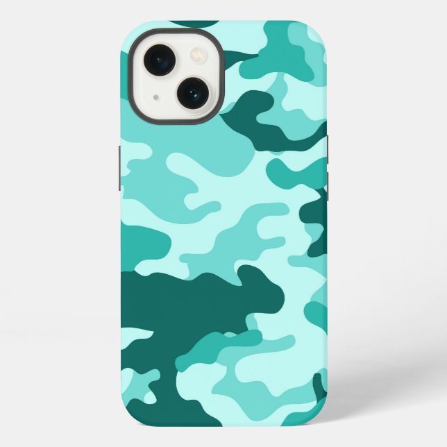 Green Turquoise  Camo Pattern iPhone Case (Back)