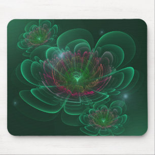 Green Turquoise Corolla Flower Mouse Pad
